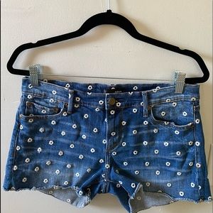 Aqua brand floral embroidered denim cutoff shorts